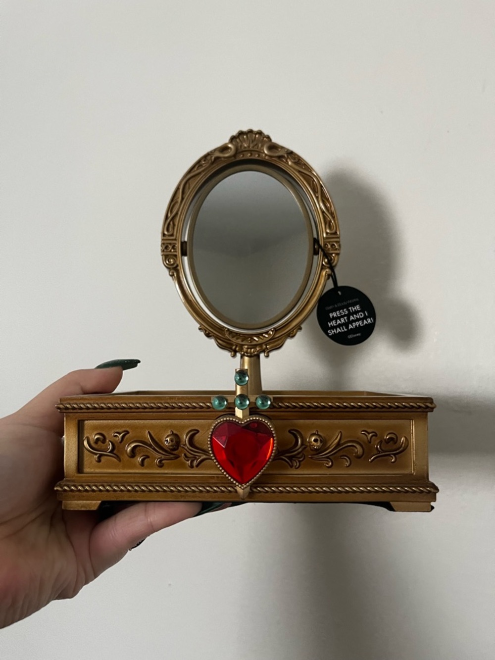 Gold Heart Music Jewelry Box with Mirror